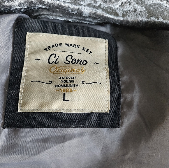 Ci Sono Velvet Gray Winter Jacket with Pink Faux Fur Collar - Picture 6 of 7